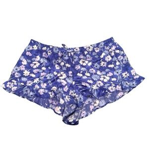 Adore Me Sleep‎ Shorts Womens Size 2X Blue Floral Print Ruffle Elastic Waist 25